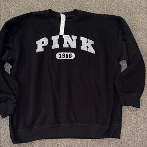 NWT PINK Victoria's Secret Black Crewneck Sweatshirt